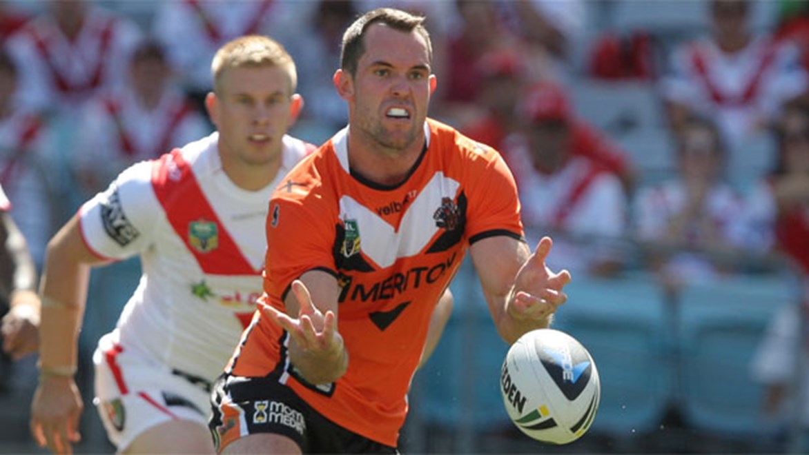 Returning Wests Tigers winger Pat Richards has been in vintage form, and is one of several unheralded players to light up the competition so far in 2014. Copyright: Robb Cox/NRL Photos.