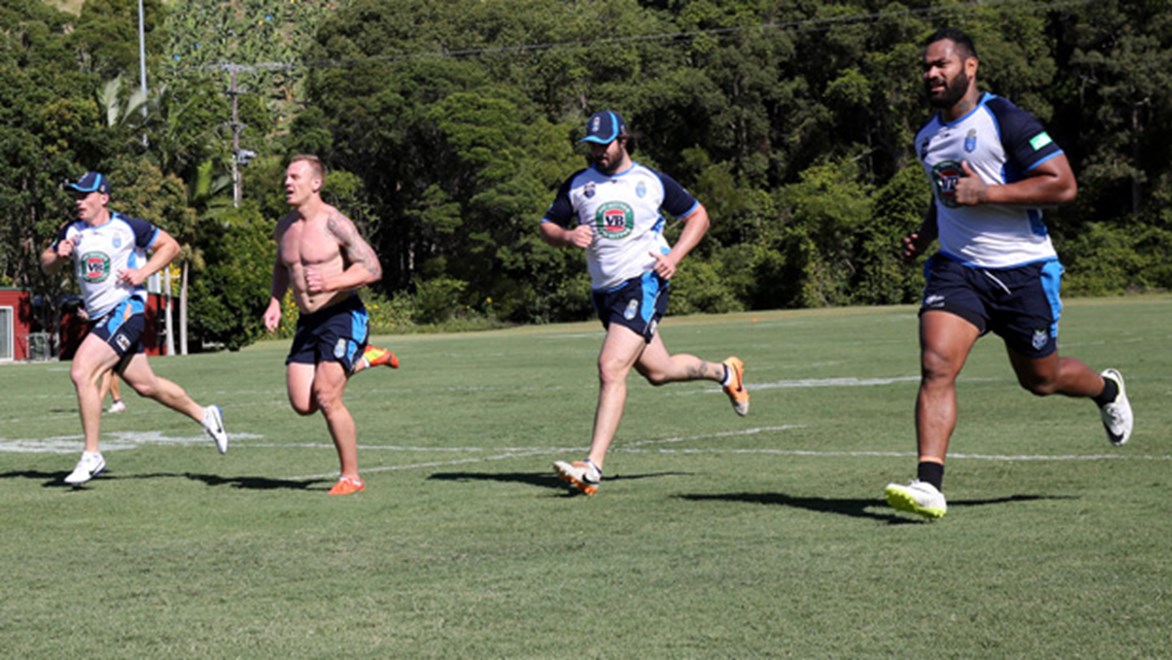 NSW forwards put through their paces on the first day of training ahead of Game One of the 2014 series.