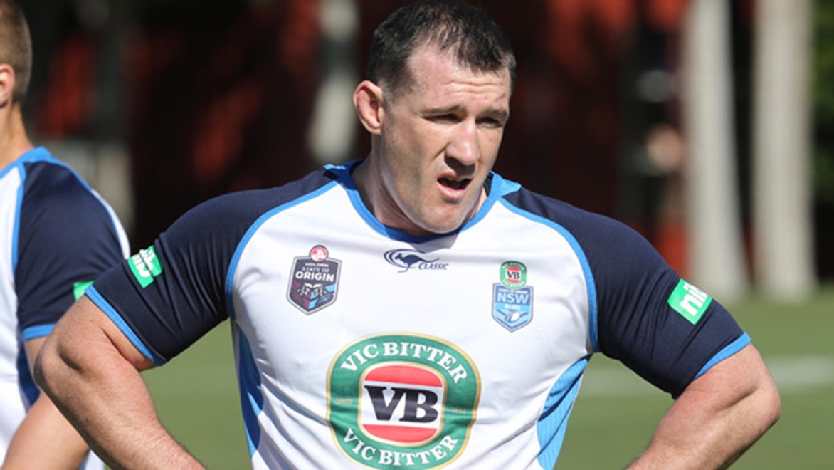 Paul Gallen in NSW camp ahead of the opening match of the 2014 Holden State of Origin series.