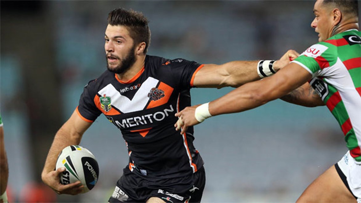 Full flight... Canberra-bound fullback James Tedesco is one of many Tigers set to return from injury on Sunday.