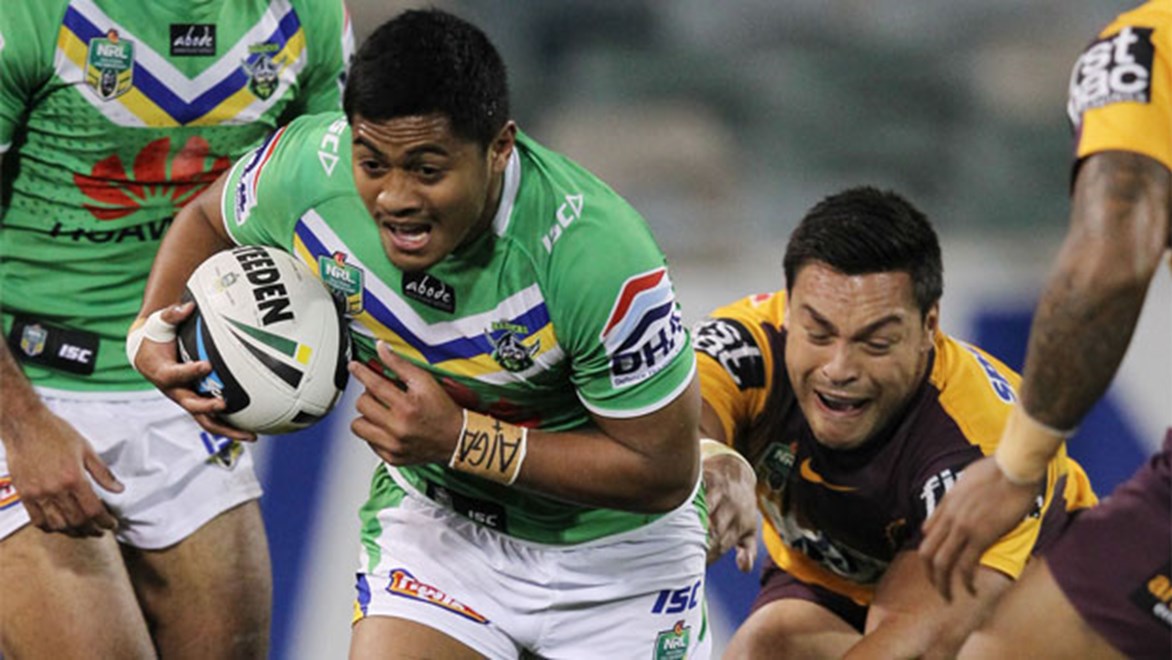 Raiders fullback Anthony Milford was named in an extended Maroons squad while on the field against the Broncos.
