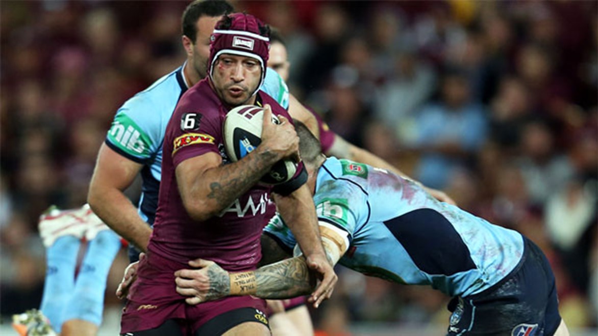 Johnathan Thurston in action for Queensland in Origin III.