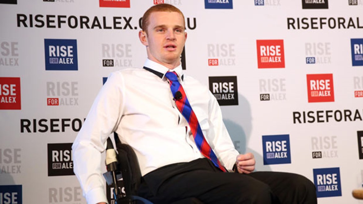 Brave Knight Alex McKinnon remains hopeful he will one day be able to walk again.