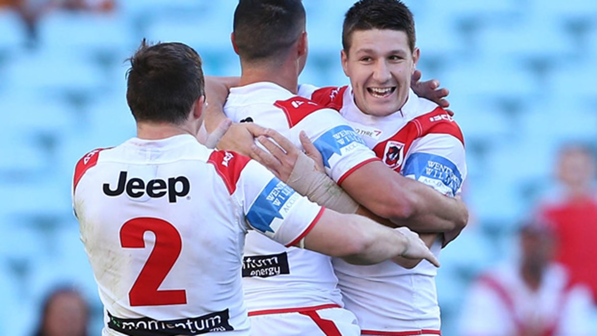 Gareth Widdop scored two tries in the Dragons' Round 20 win over the Tigers at ANZ Stadium.