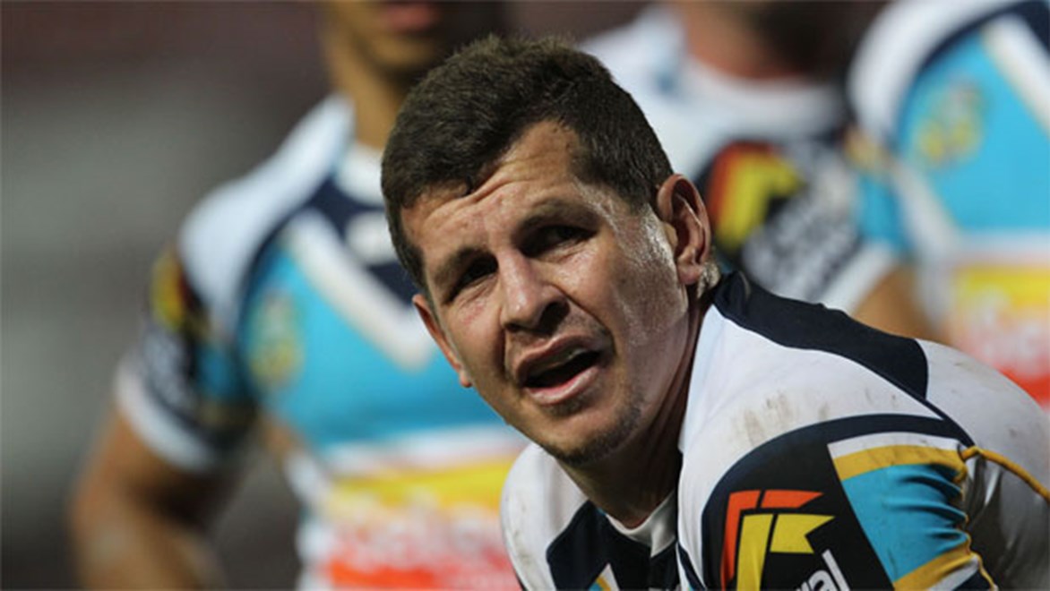 Tough night... Titans skipper Greg Bird reacts to another decision go against them on Saturday night.