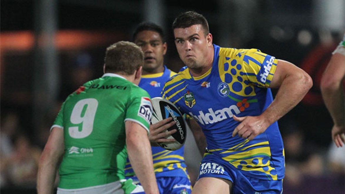 Open eyes wide... Eels forward Darcy Lussick prepares for the club's biggest game in five years.