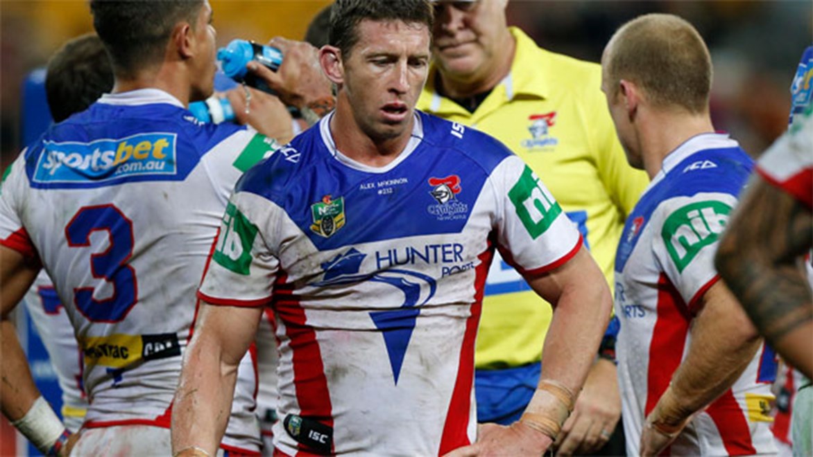 Knights captain Kurt Gidley during Newcastle's heavy loss to the Broncos.