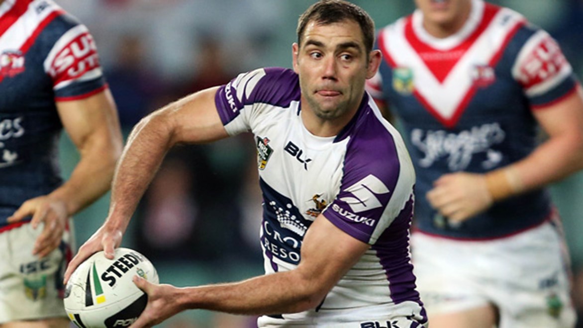 Cameron Smith in action for the Storm during his side's Round 25 loss to the Roosters.