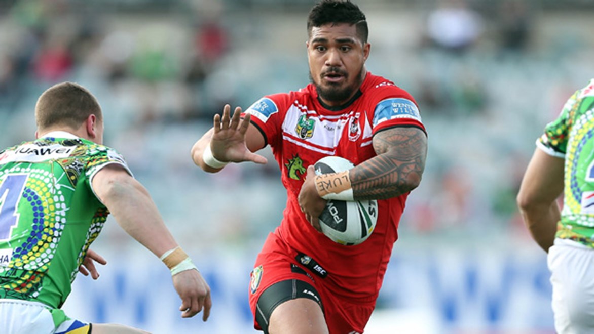 Peter Mata'utia will face brothers Chanel and Sione for the first time in the NRL on Sunday as the Dragons and Knights clash at Hunter Stadium.