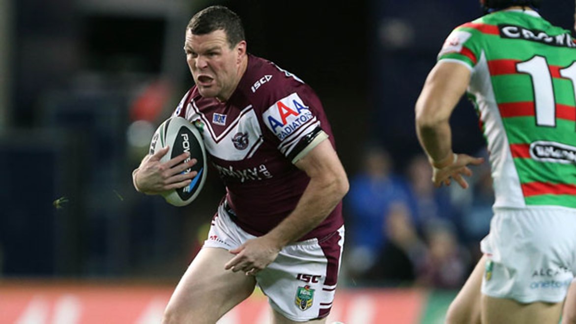 Jason King carts it up in Manly's defeat to Souths on Friday night.