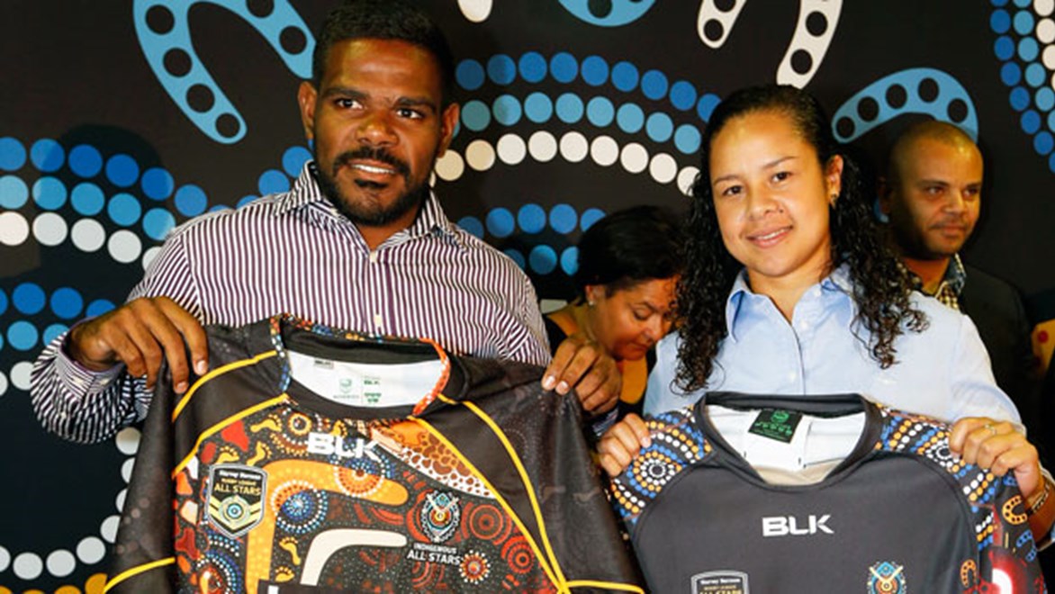 Indigenous All Stars representatives Kierran Moseley and Jenni-Sue Hoepper at the Indigenous Leaders Dinner this week.
