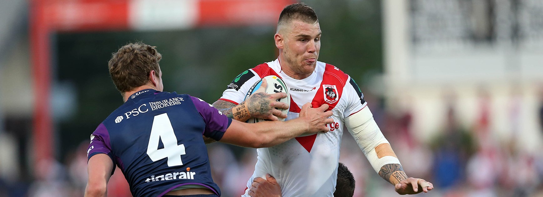 Dragons fullback Josh Dugan was injured in his side's scrappy loss to Melbourne Storm in Round 1.