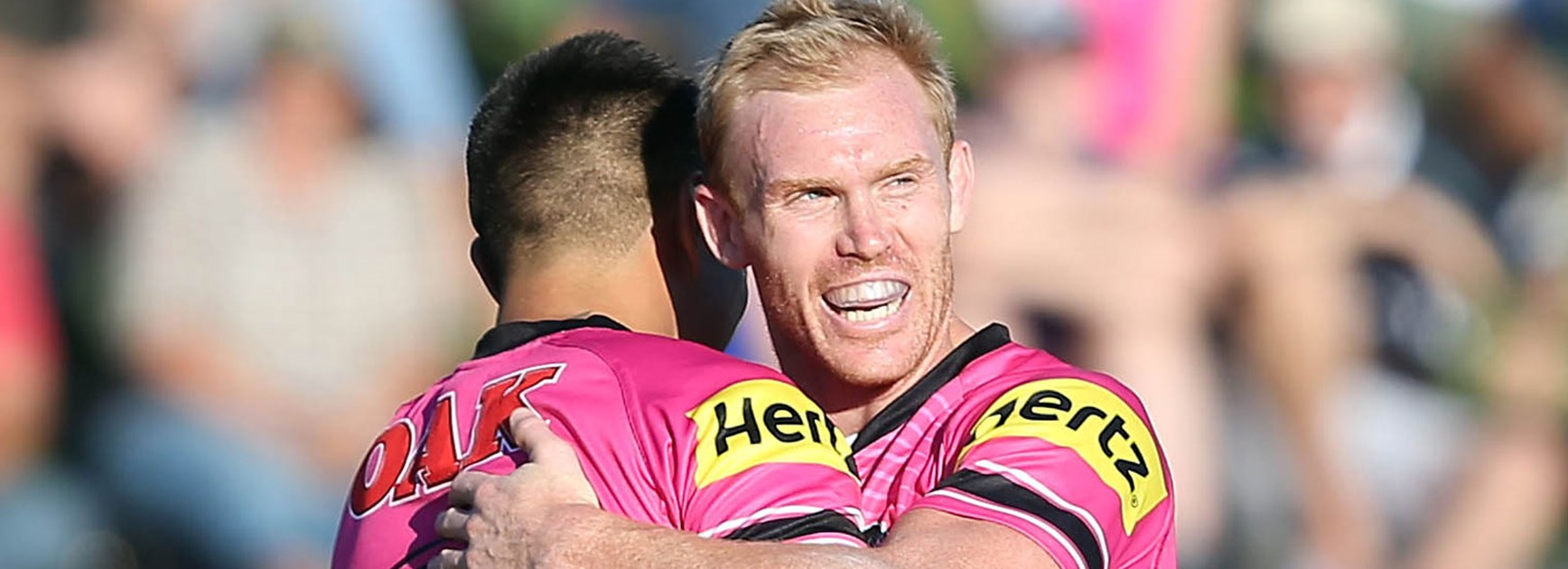 Peter Wallace celebrates Penrith's Round 2 win over the Titans.