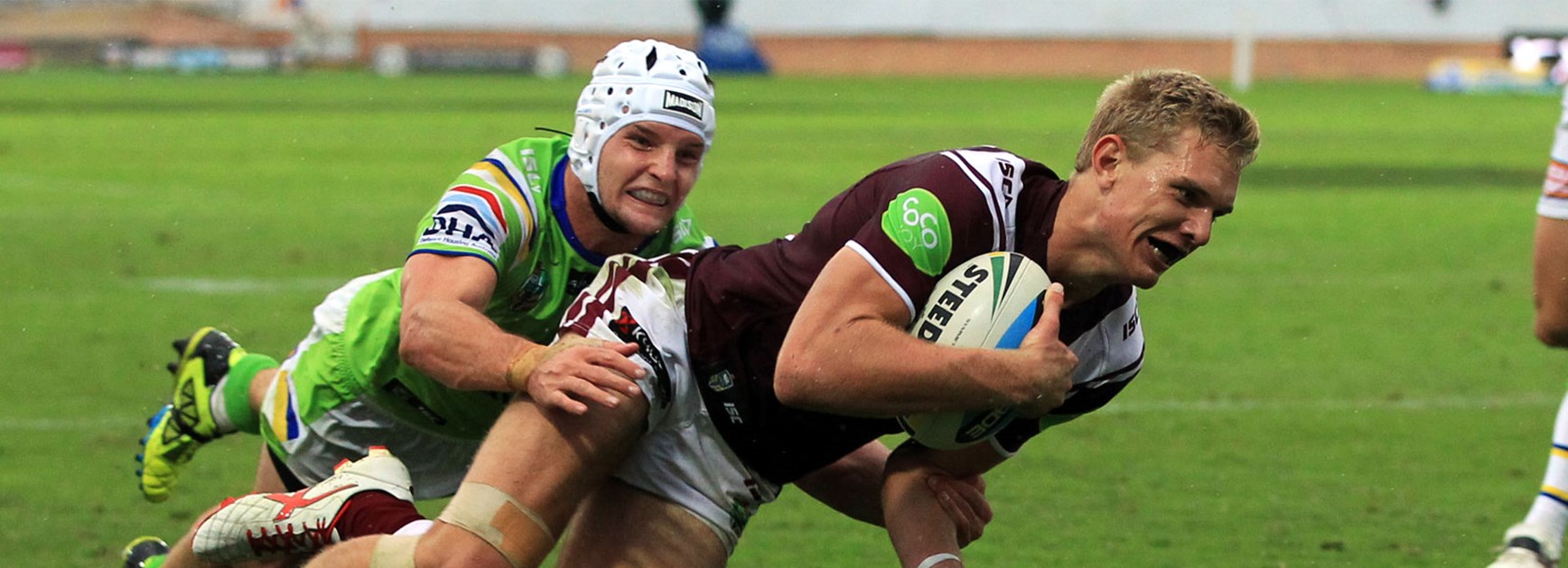Manly's under-20s star Tom Trbojevic scored twice on his NRL debut against Canberra.