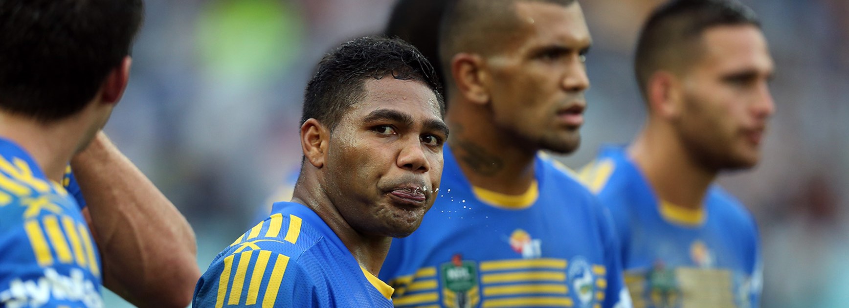 Chris Sandow looks on forlornly as the Wests Tigers come from behind to defeat the Eels.