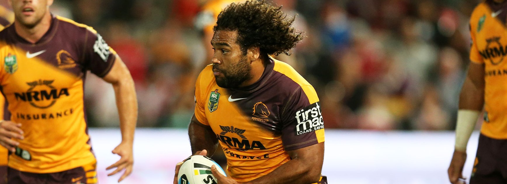 Sam Thaiday in action for the Broncos during their Round 7 clash with the Dragons.
