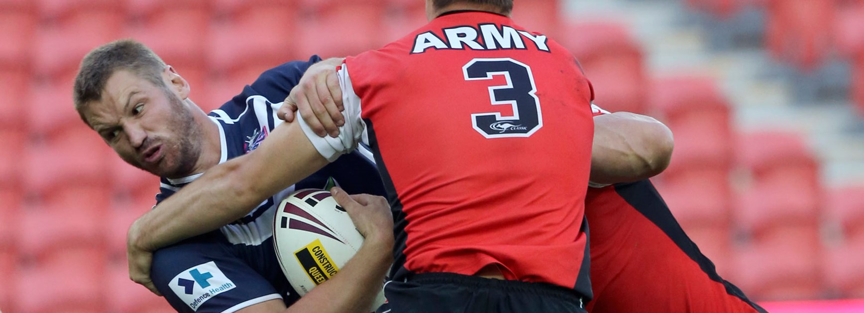 Rob Worsley playing for the Air Force against the Army in a State of Origin curtain-raiser last year.