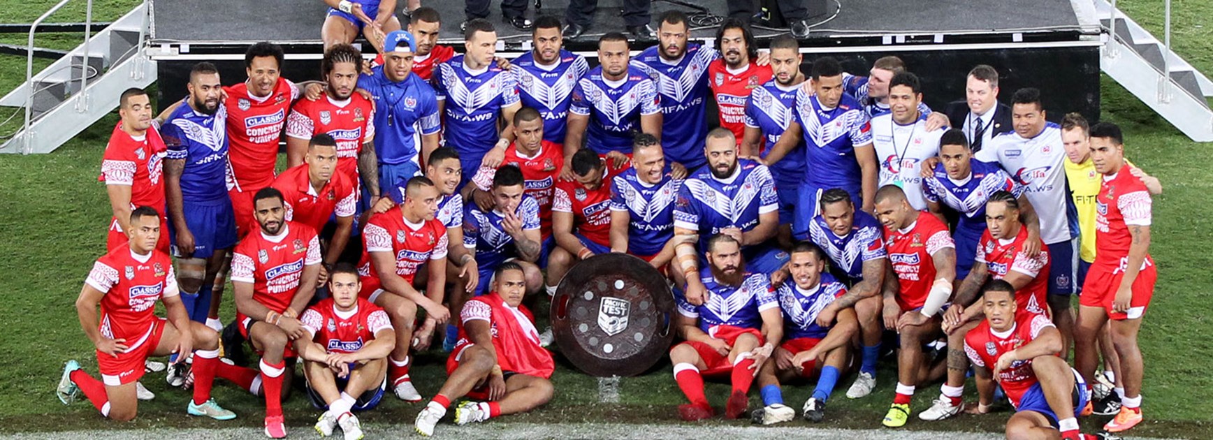 Samoa and Tonga players put on a great performance in their Pacific Test at Cbus Super Stadium.