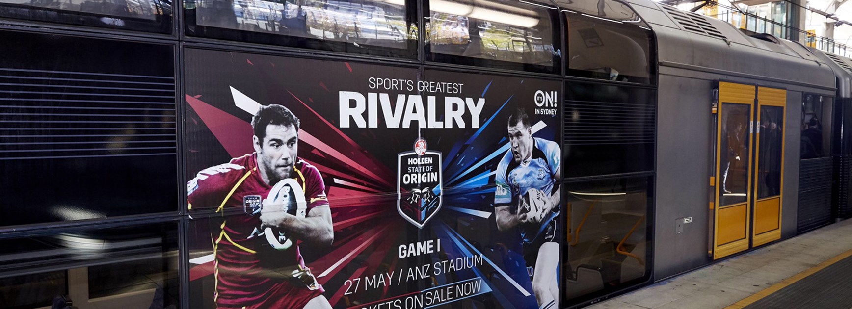 Sydney's train commuters will be boarding Holden State of Origin branded carriages in the lead up to Game 1 at ANZ Stadium. 