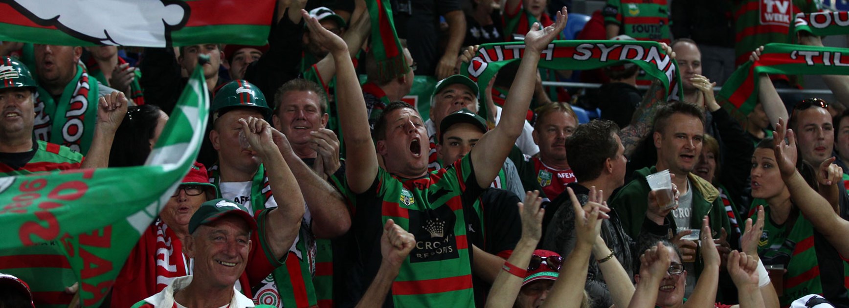 It was hard to spot a Titans jersey in the Cbus stands when the Rabbitohs last came to the Gold Coast.