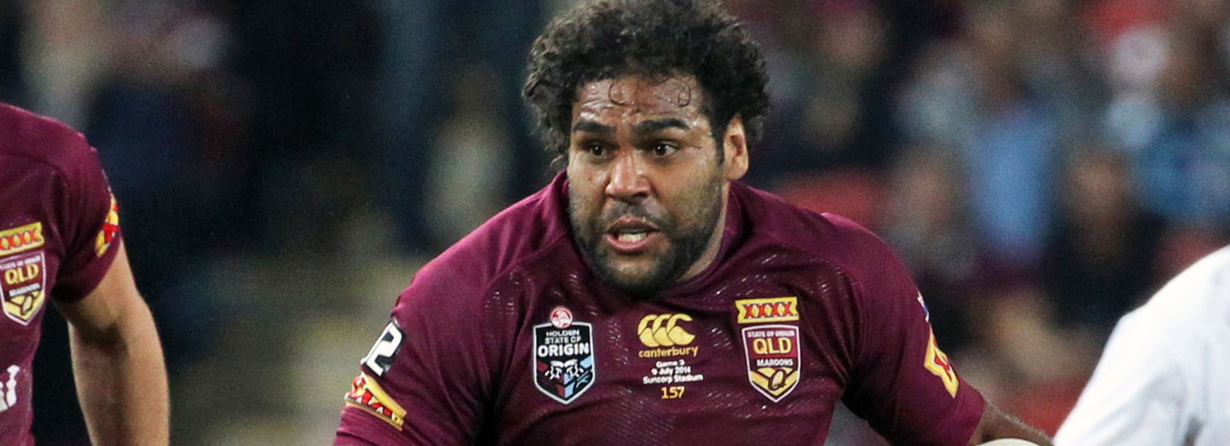 Sam Thaiday takes a hit-up for Queensland during the 2014 State of Origin series.