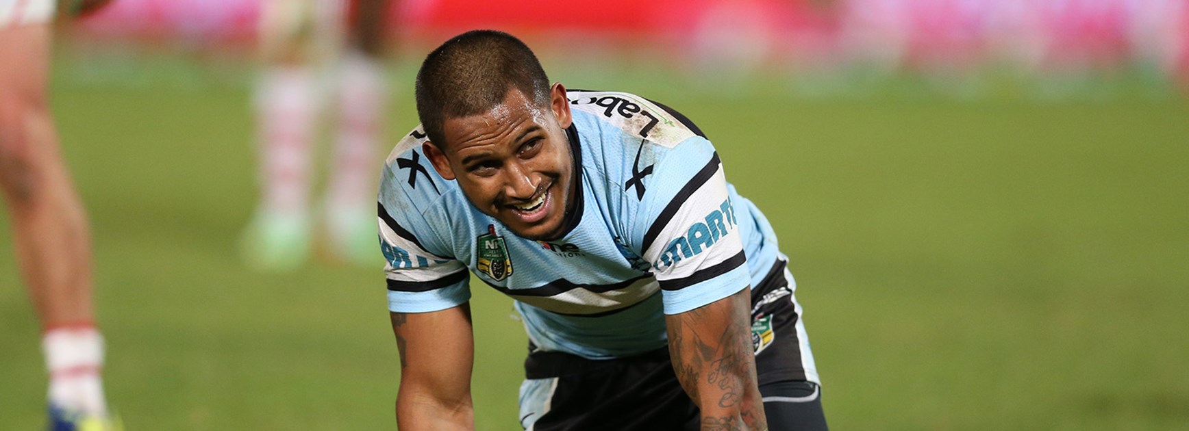 Ben Barba has a laugh after his risky pass led to a drop-out.