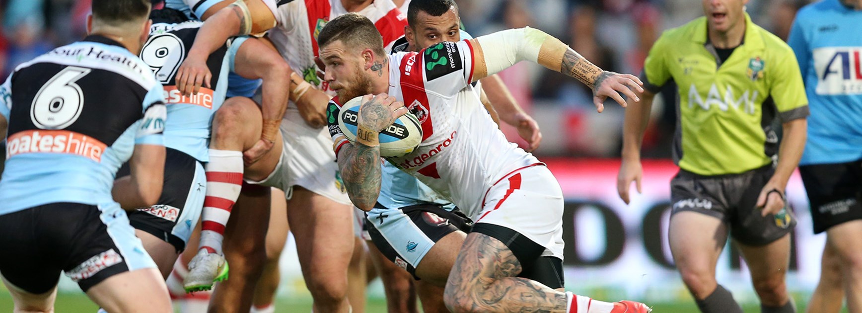 Josh Dugan makes a charge after backing up from State of Origin.