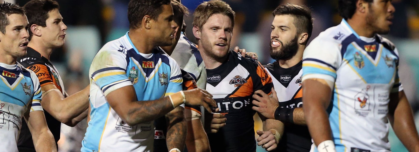 Wests Tigers second-rower Chris Lawrence scored two tries against the Titans in Round 13.