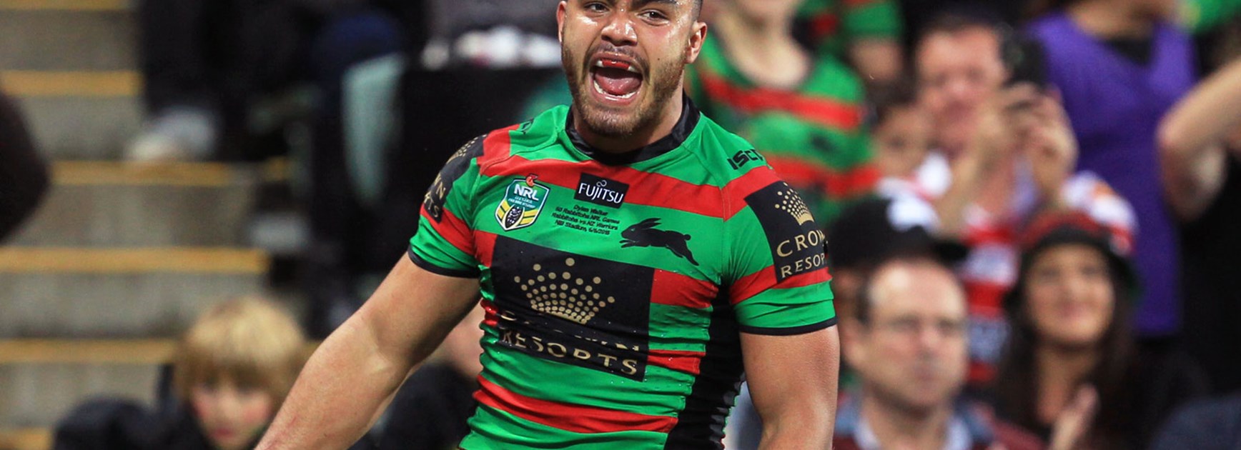 Rabbitohs centre Dylan Walker was spectacular against the Warriors at nib Stadium, Perth.