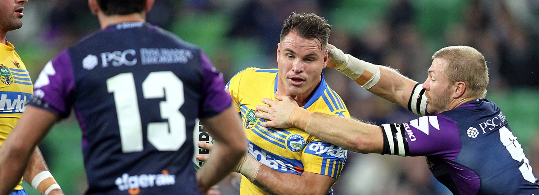 Anthony Watmough played his 300th NRL game against the Storm at AAMI Park on Monday night.