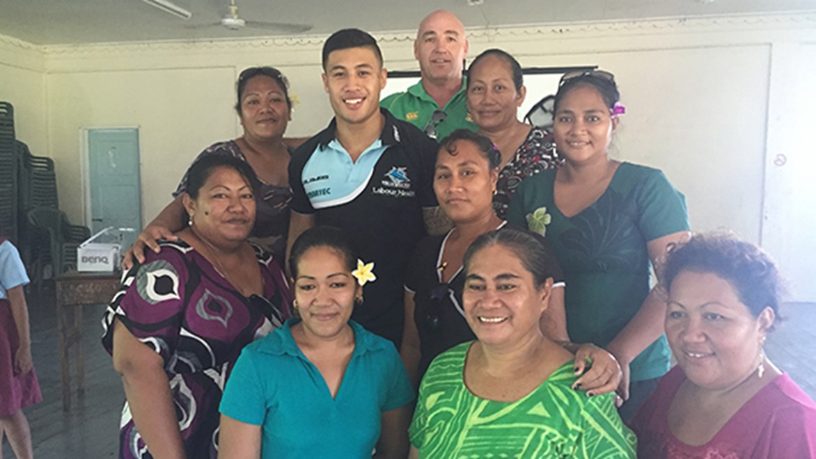 An NRL delegation including Sharks player Fa'amanu Brown visited Samoa as part of the game's Wellness Program.