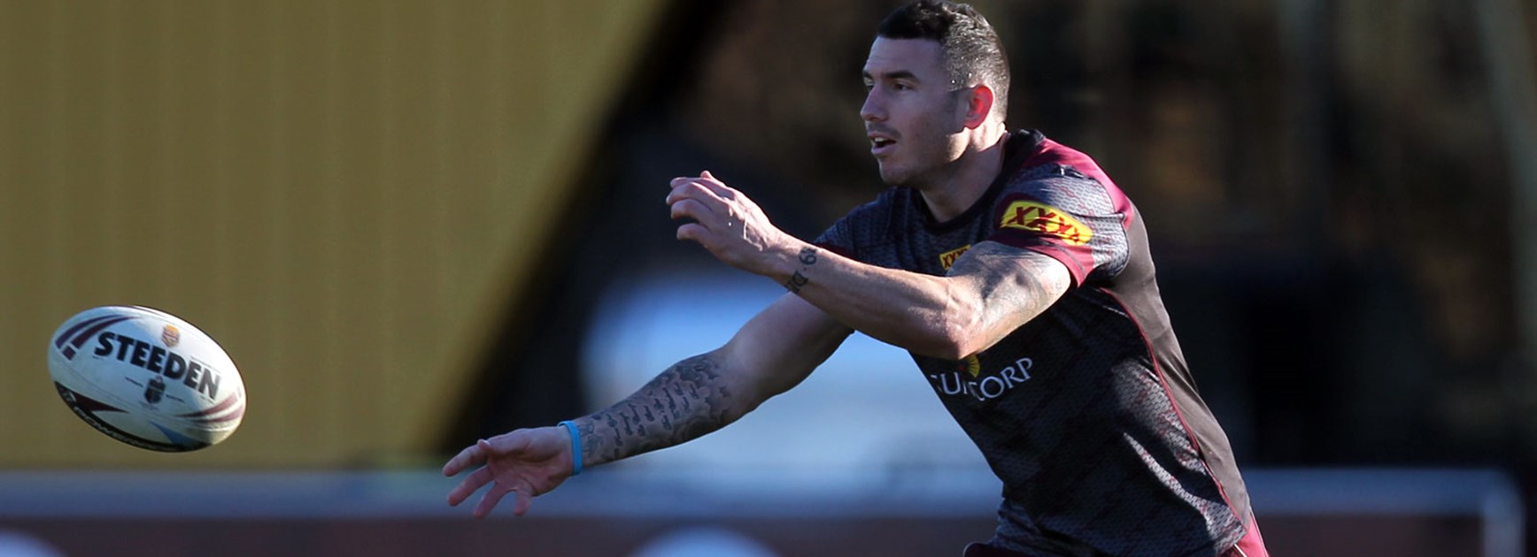 Queensland winger Darius Boyd trains in the leap up to Origin II at the MCG.