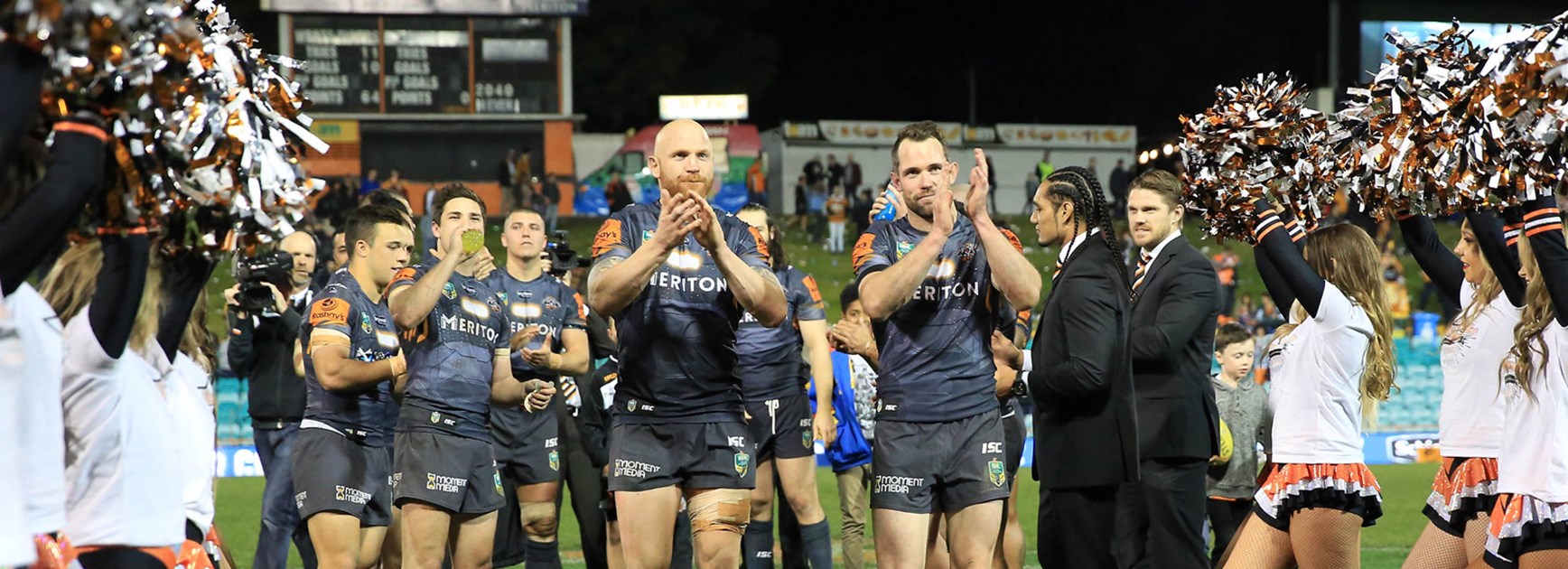 Keith Galloway and Pat Richards depart Leichhardt Oval on a winning note.