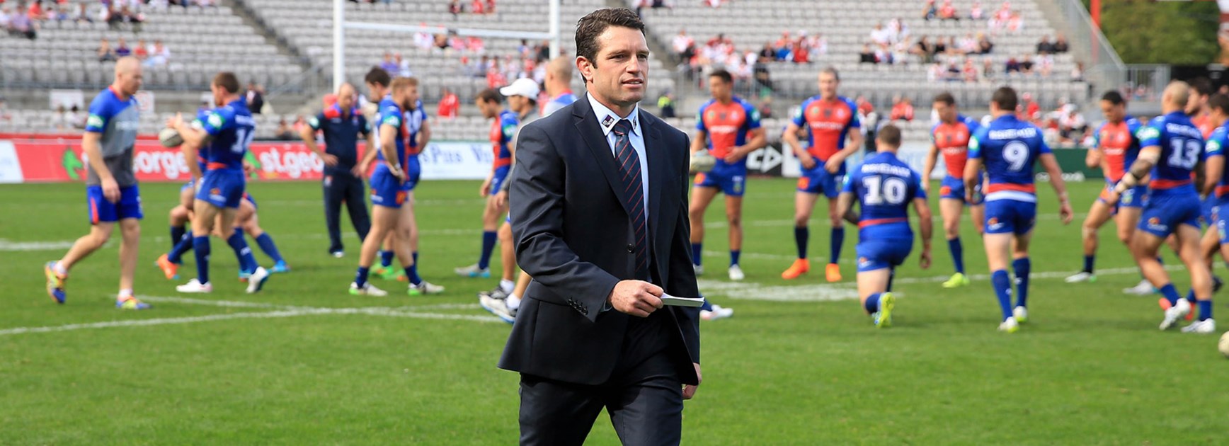 Danny Buderus in his first game as head coach of the Knights in Round 21.