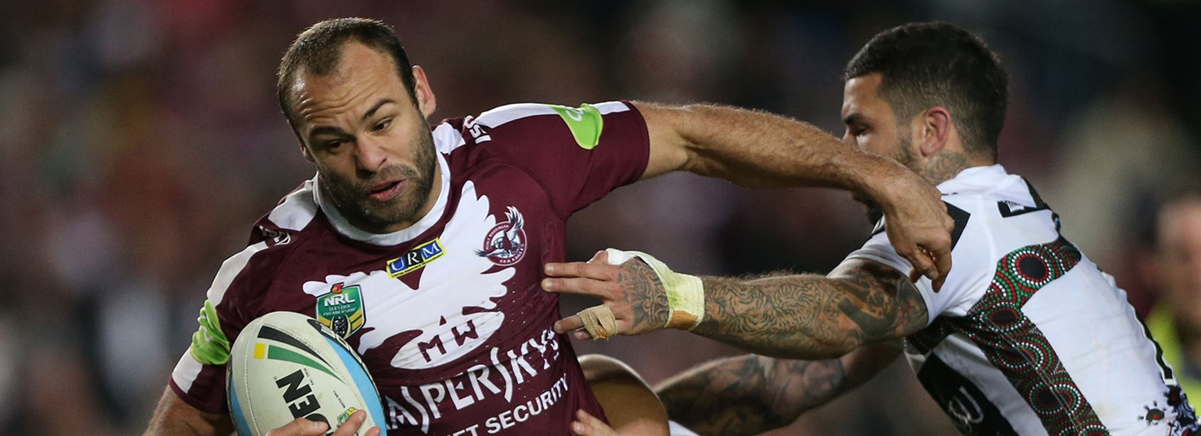 Manly fullback Brett Stewart in action against the Rabbitohs in Round 22.