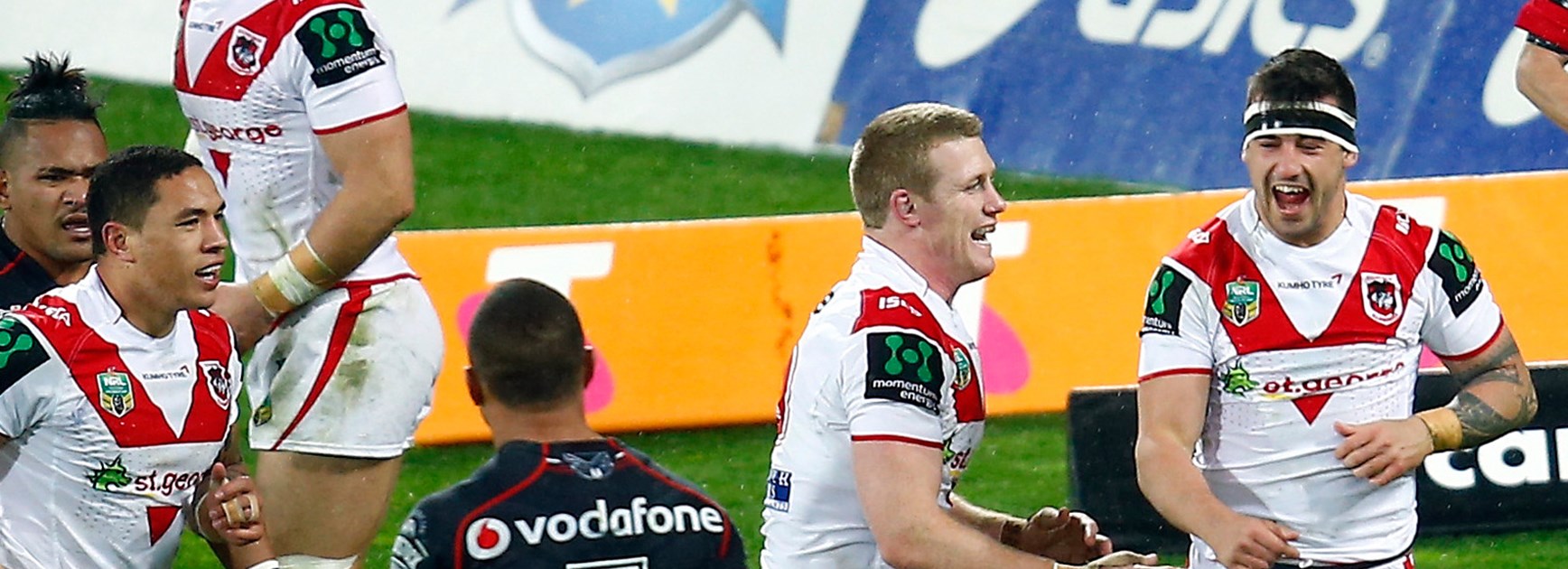 Jake Marketo scored a spectacular try against the Warriors last weekend, his first since returning to the Dragons.