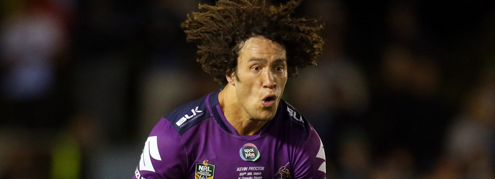 Storm forward Kevin Proctor played his 150th NRL game against the Sharks in Round 23.