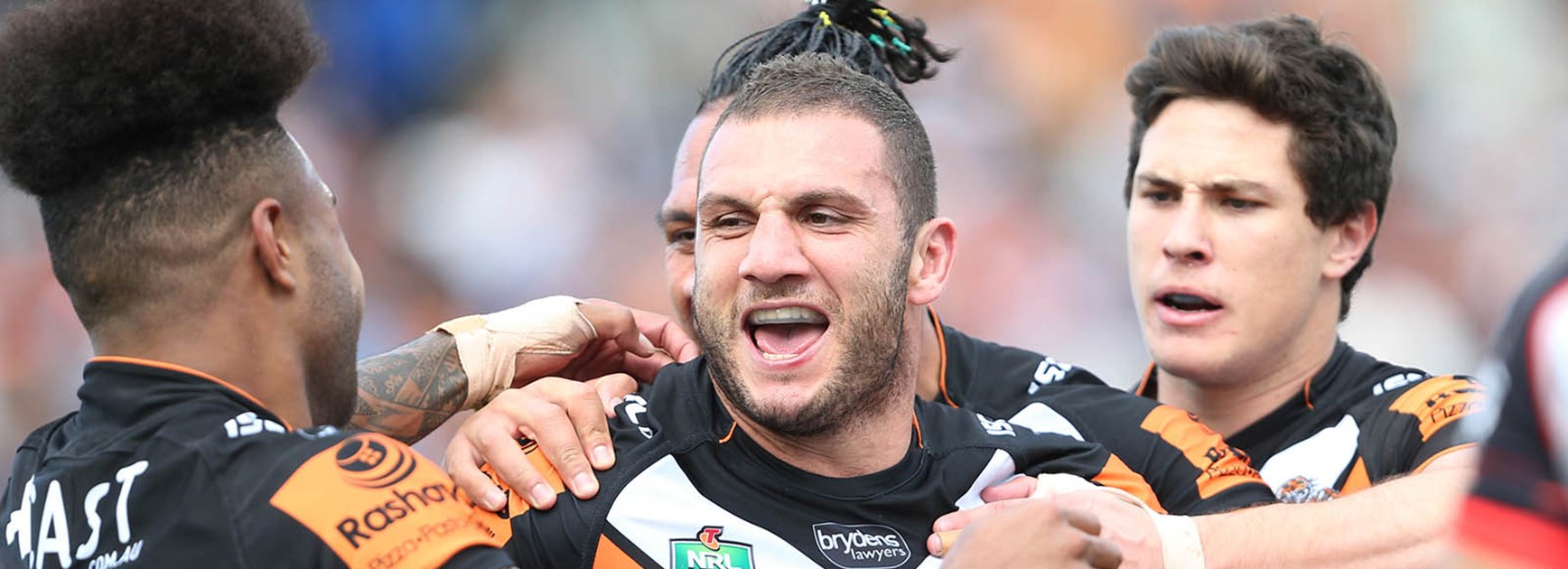 Robbie Farah celebrates a try after an emotional week.