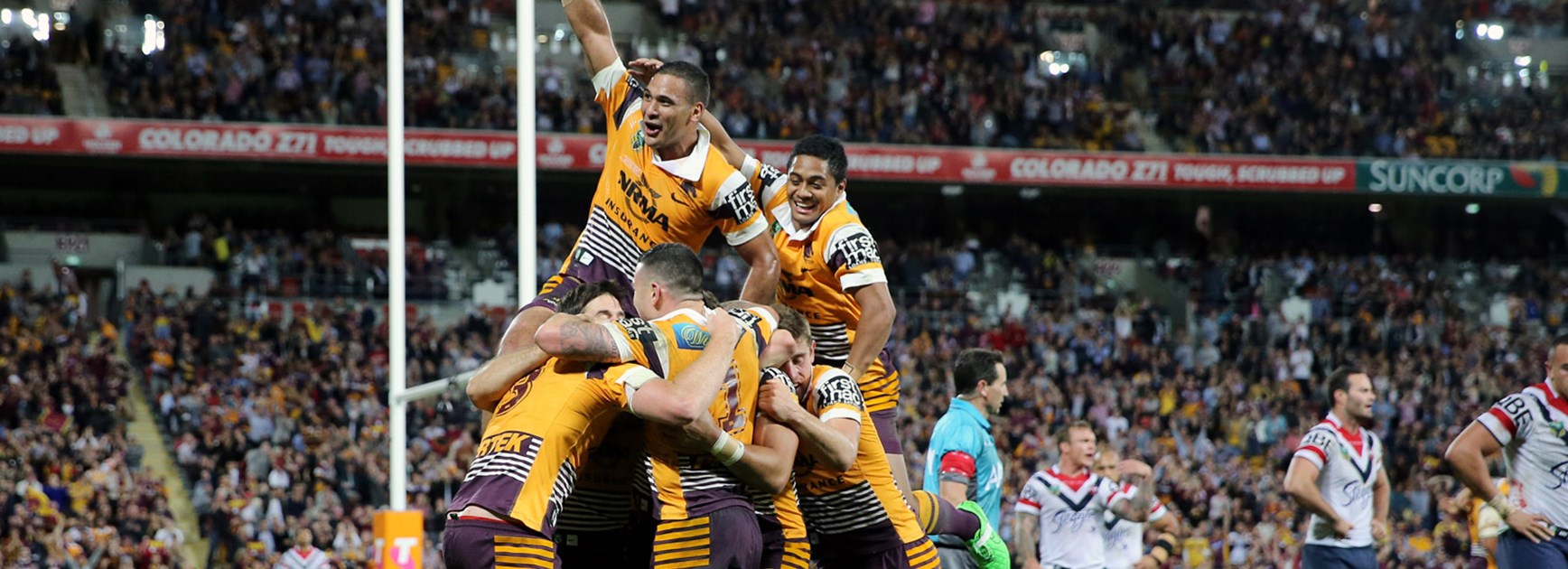 The Broncos celebrated their preliminary final win in style.
