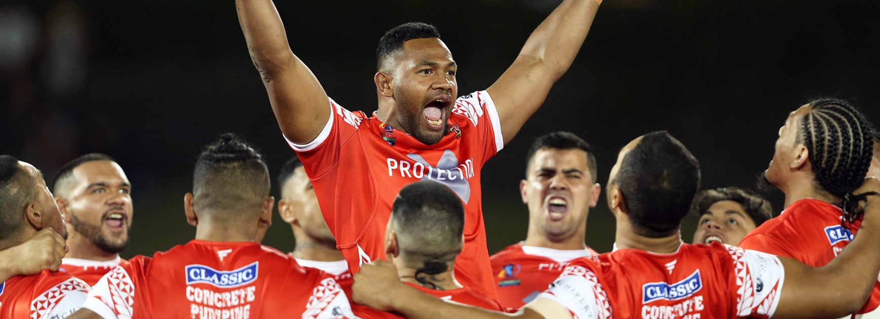 Tonga forward Ukuma Ta'ai prior to his side's World Cup qualifier against Cook Islands.