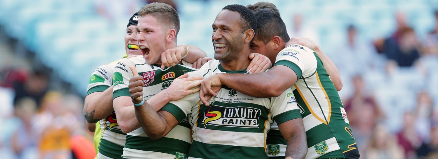 Josh Cleeland (left), Matt Parcell and Rod Griffin are three of the six Ipswich players heading into a full-time NRL squad over the pre-season.