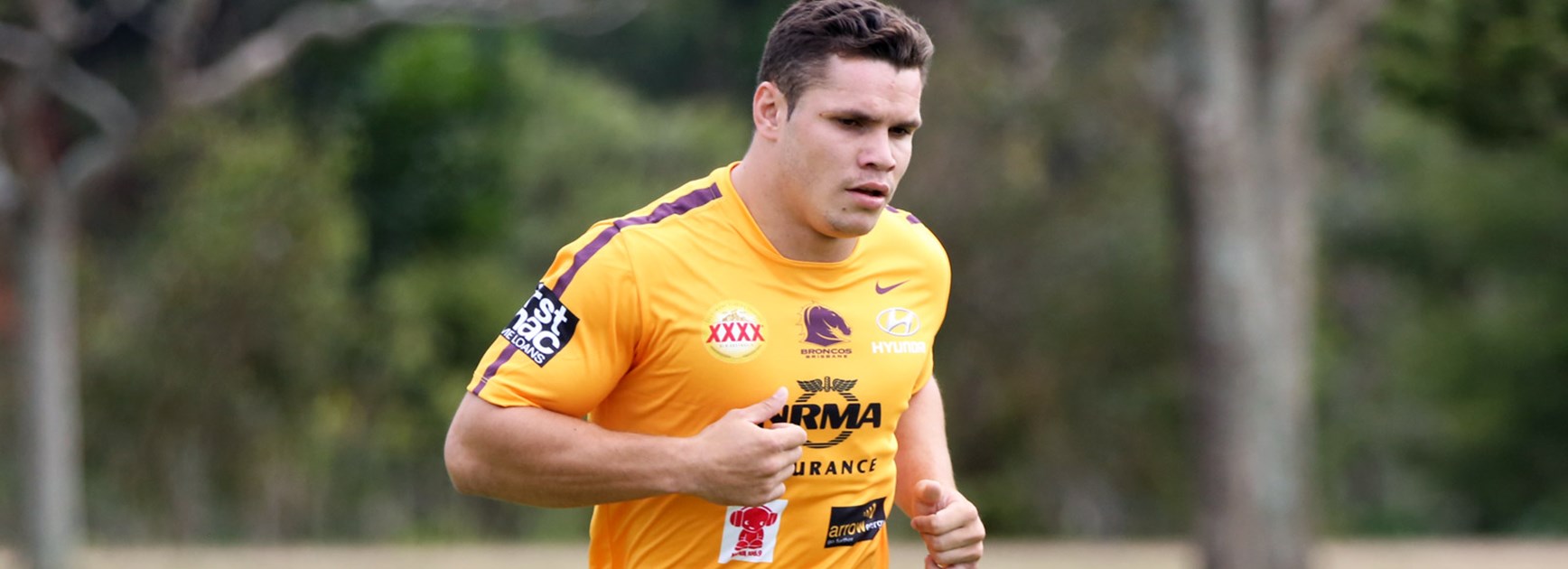 Brisbane Broncos recruit James Roberts in his first day at training at Red Hill.