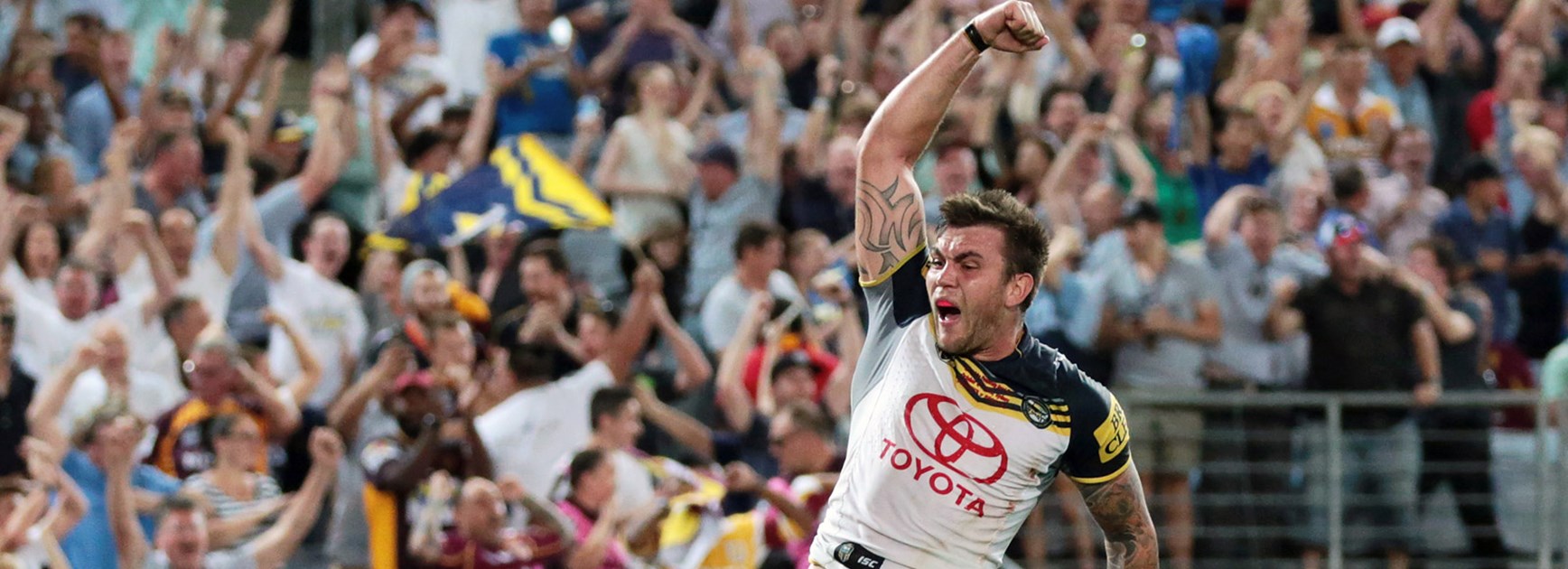 Kyle Feldt after scoring a try on the siren in the 2015 NRL Telstra Premiership Grand Final.