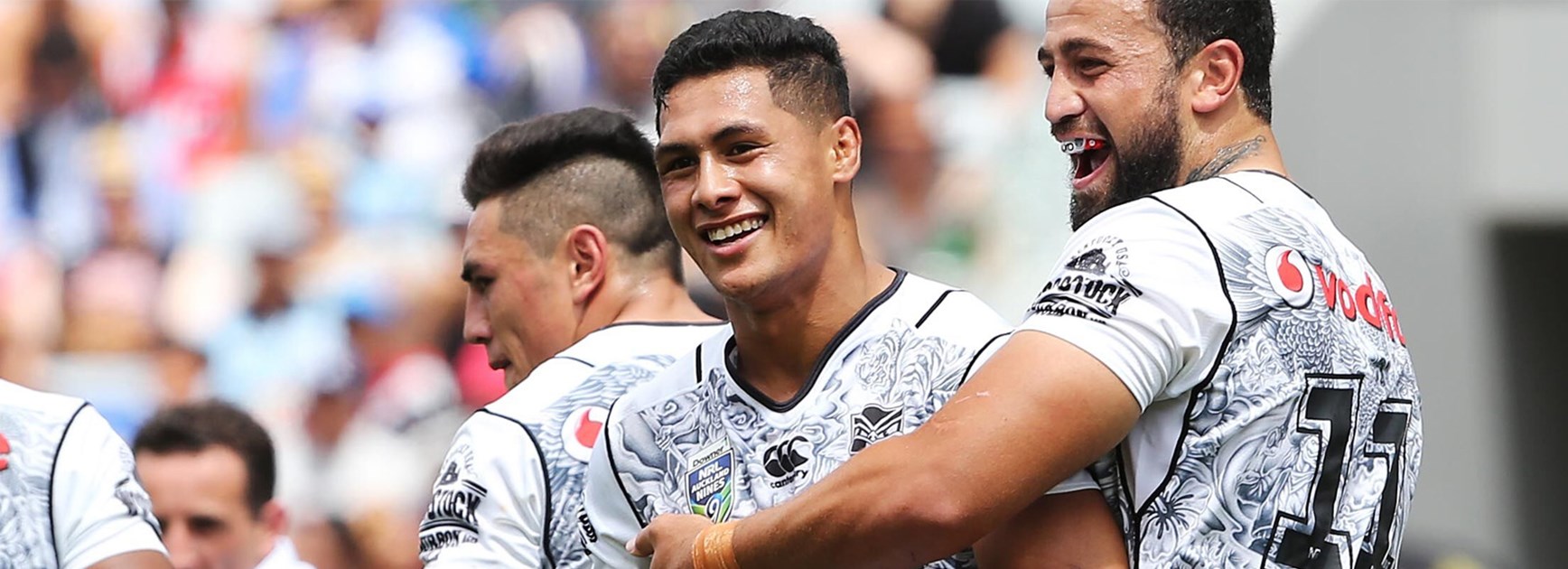 Roger Tuivasa-Sheck enjoyed a winning start to life as a Warriors at the Downer NRL Auckland Nines.