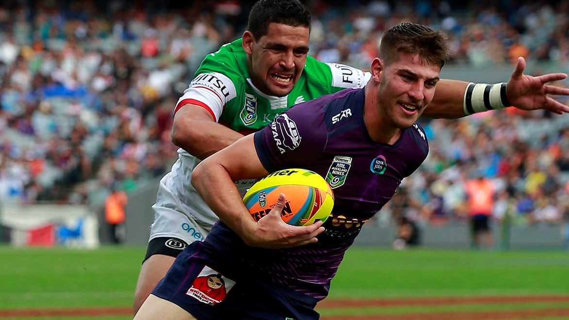 Storm youngster Curtis Scott scored the match-sealing try in his side's win over the Rabbitohs at the Auckland Nines.