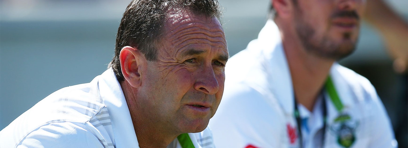Raiders coach Ricky Stuart during his team's Round 1 clash with Penrith.
