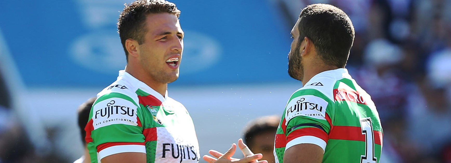 Sam Burgess and Greg Inglis against the Roosters in Round 1.