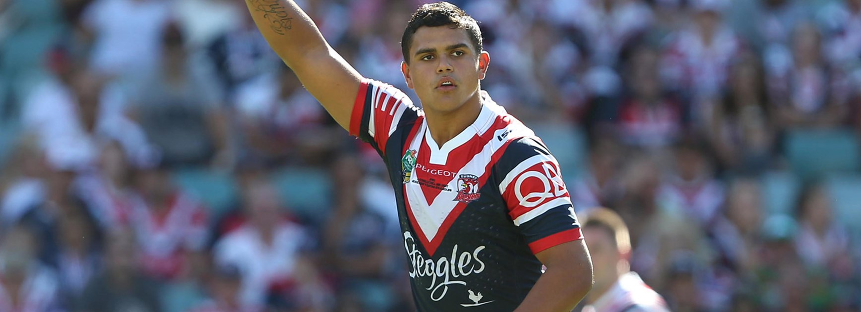 Roosters winger Latrell Mitchell during his NRL debut in Round 1.