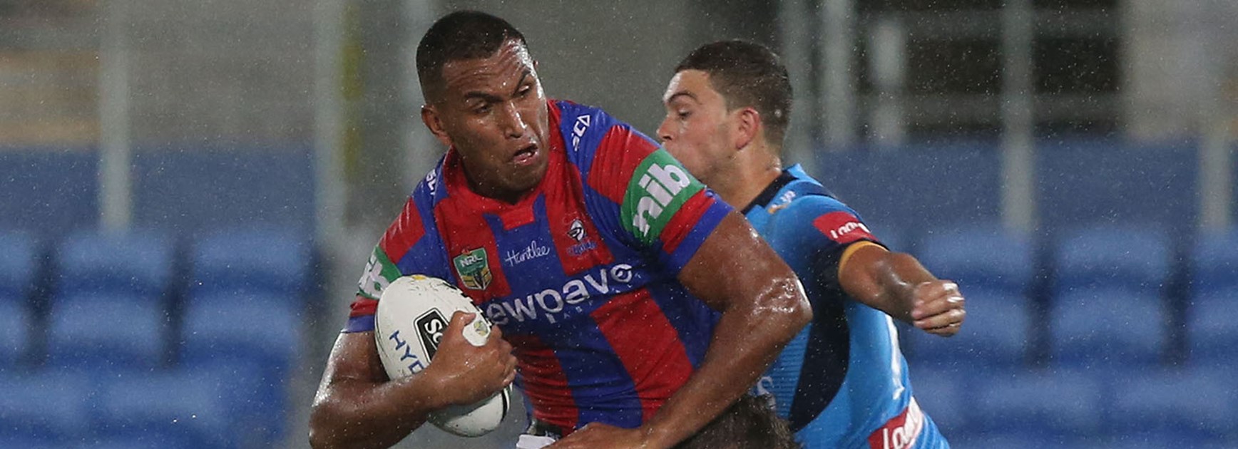 Jacob Saifiti made a good start to his NRL career despite his Knights losing to the Titans.