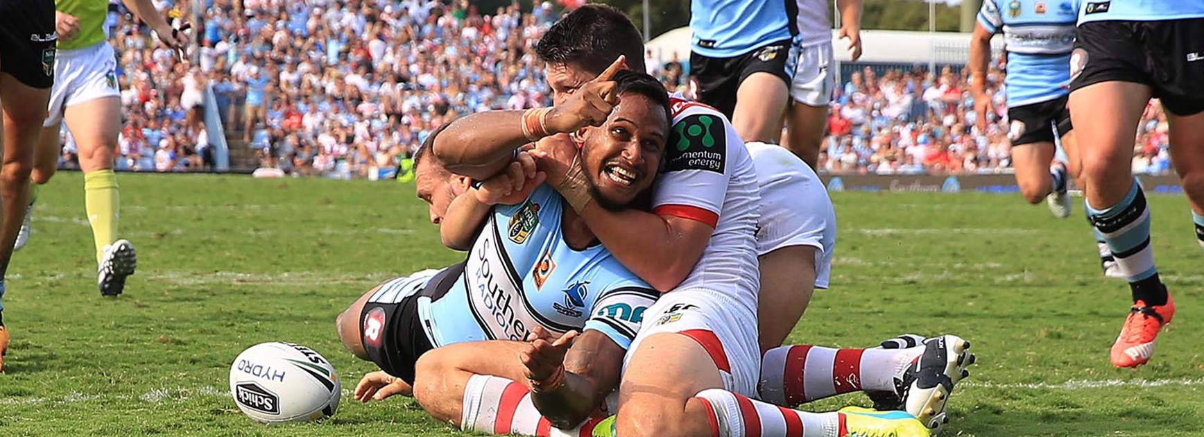 Ben Barba showed some vintage pace to score against the Dragons in Round 2.